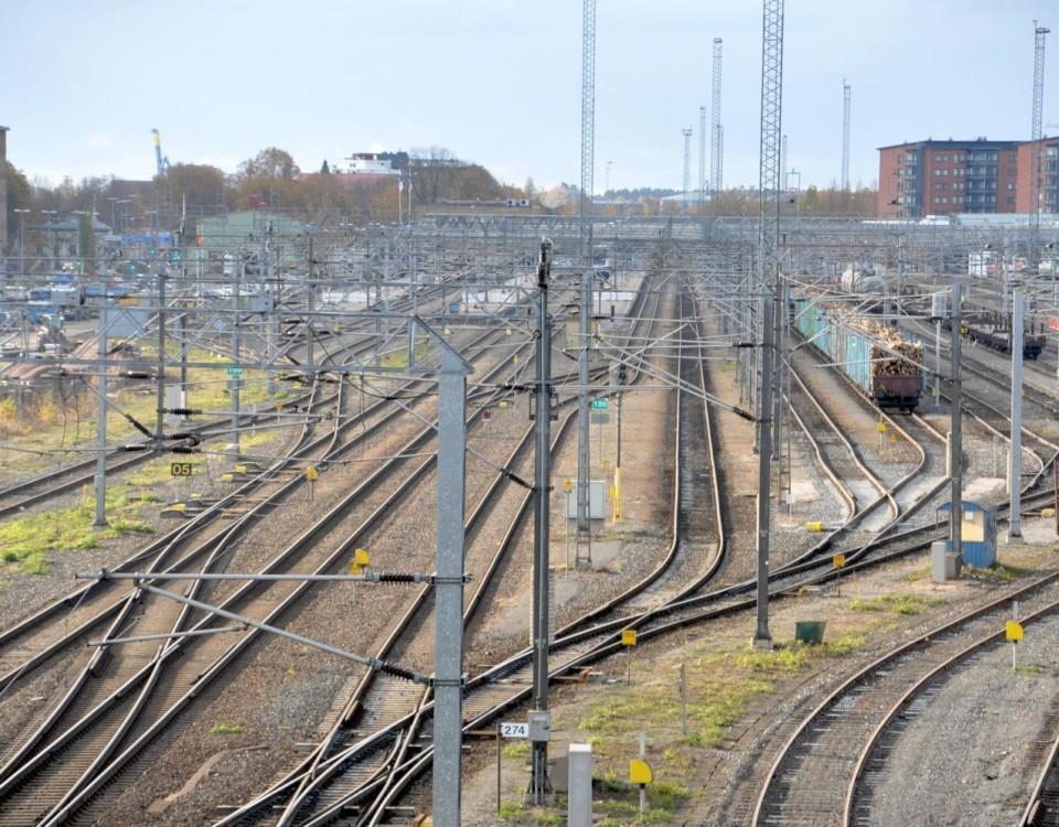 Järnvägsspår på bangård