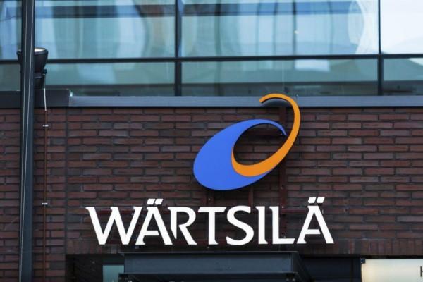 Wärtsiläs logo uppsatt på en byggnad