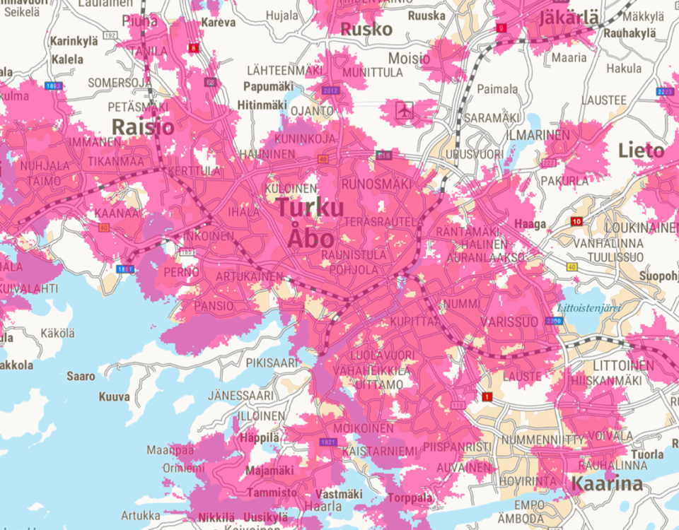 karta över 5g-områden i Åbo