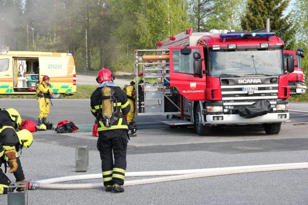 Bild från en räddningsövning i Kuopio.