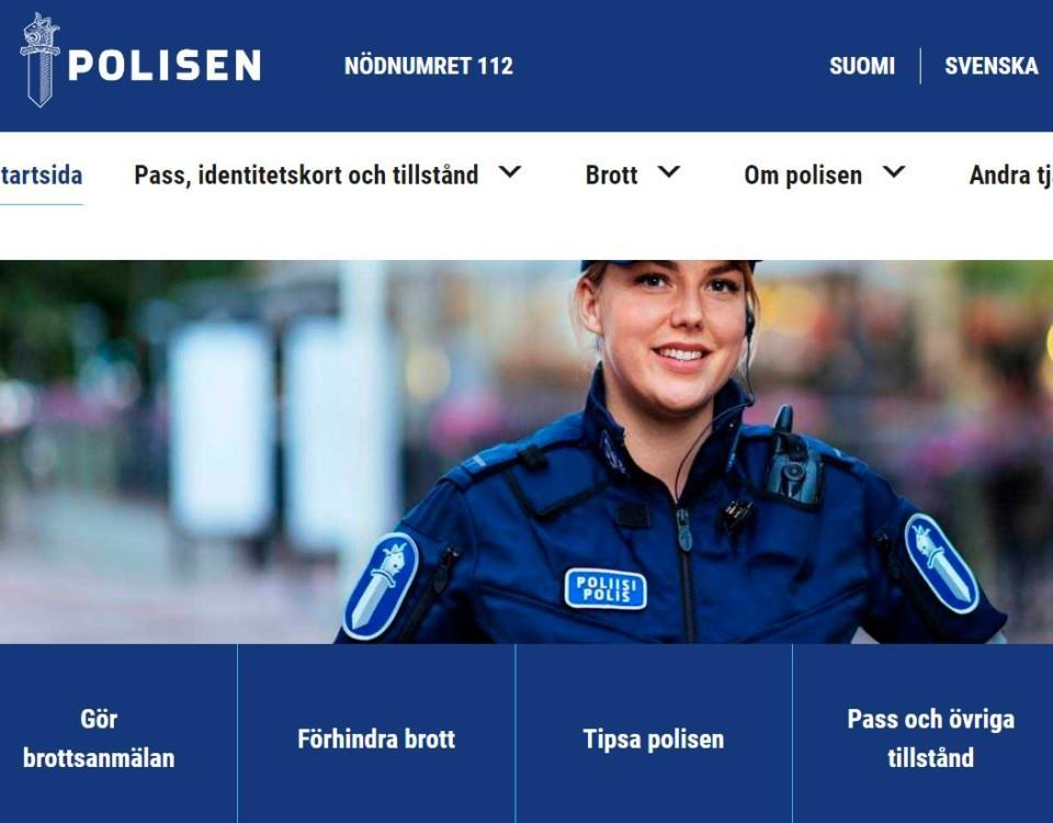 Skärmbild från Polisen.fi