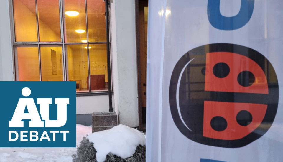 debattvinjett nere till vänster, röd nyckelpigslogo till höger