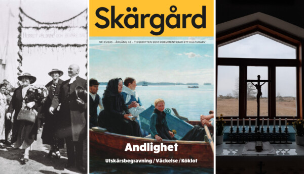 ett kollage på en tidningspärm med en svartvit bild till vänster och en kyrkbild till höger